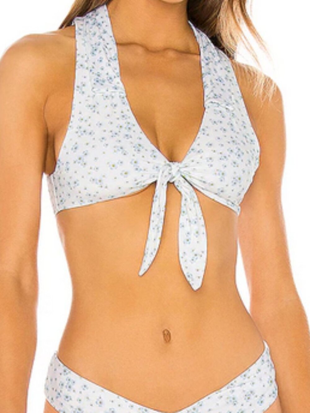 New! WeWoreWhat Salerno Bikini Top Babys Breath White Size L